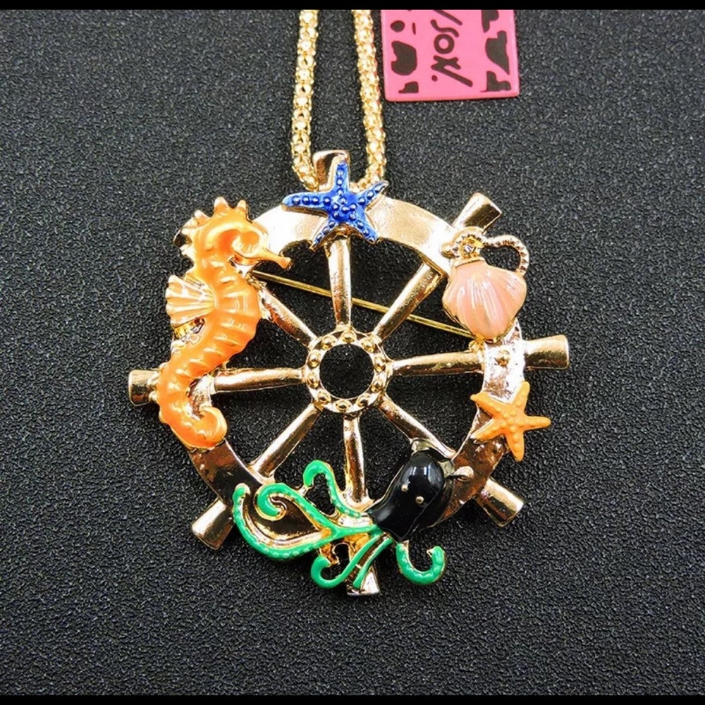 Betsey Johnson Nautical Rudder Necklace With Sea Creatures